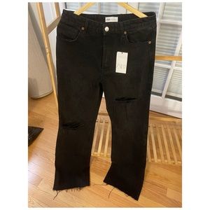 Zara Black Wide Leg Ripped Jeans